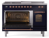 Nostalgie II 48 Inch Dual Fuel Liquid Propane Freestanding Range in Blue with Copper Trim