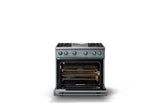 36"W. Sealed Burner Gas Range (Burner: 4g, Finish: November Sky, Trim: Polished Chrome, Fuel: Natural Gas)