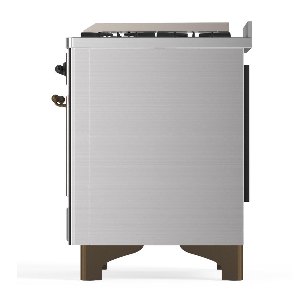 ILVE UM60FNR3SSBLP Majestic III 60 inch Dual Fuel Range with 9 Burners and Griddle, Dual Function Burner up to 25,000 BTU (Liquid Propane, Triple Glass Door, Stainless Steel, Burnished)