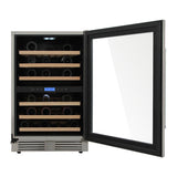 24 Inch Dual Zone Indoor/outdoor Wine Cooler, 46 Wine Bottle Capacity