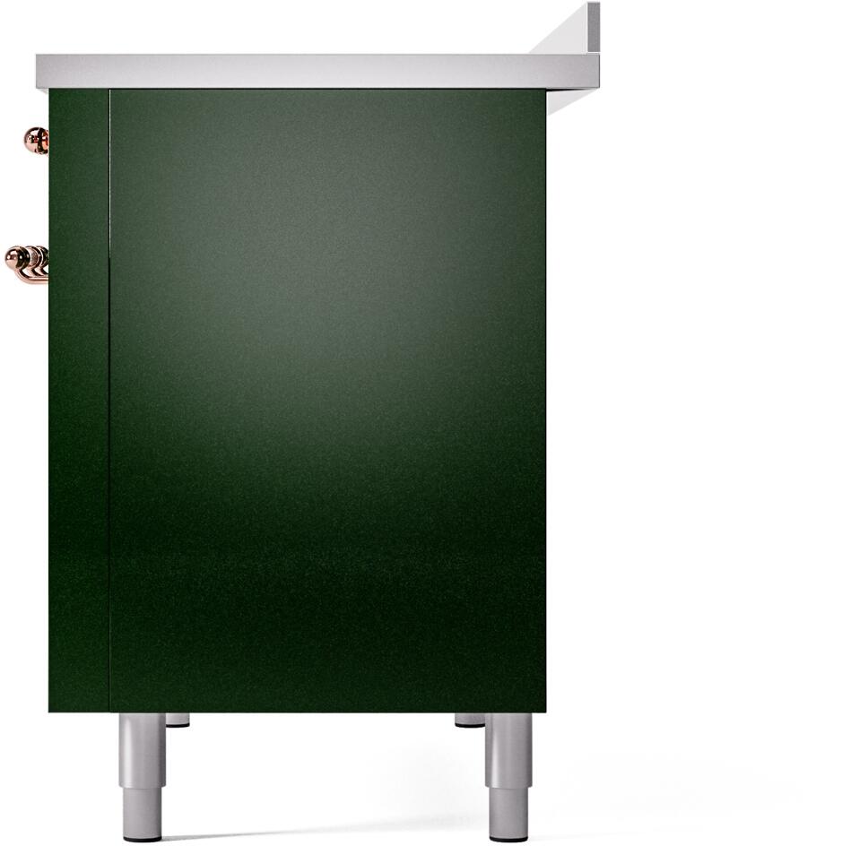 Nostalgie II 48 Inch Electric Freestanding Range in Emerald Green with Copper Trim