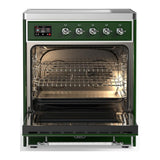 ILVE UMIB30QNR3EGC Majestic III 30 inch Induction Range with 4 Elements, 4 cu. ft. Oven Capacity (Solid Door, Emerald Green, Chrome)