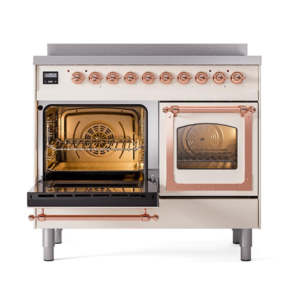 ILVE UNDI406NMPAWP Nostalgie II Noblesse 40 inch Induction Range (Triple Glass Door, Antique White, Copper)