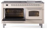 Nostalgie II 60 Inch Dual Fuel Liquid Propane Freestanding Range in Antique White with Chrome Trim