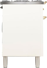 Nostalgie 40 Inch Dual Fuel Natural Gas Freestanding Range in Antique White with Brass Trim