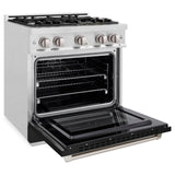 ZLINE 30 in. 4.2 cu. ft. Select Dual Fuel Range with 4 Burner Gas Cooktop and Electric Convection Oven in DuraSnow' Stainless Steel with Black Matte Door (HDRS-BLM-30)