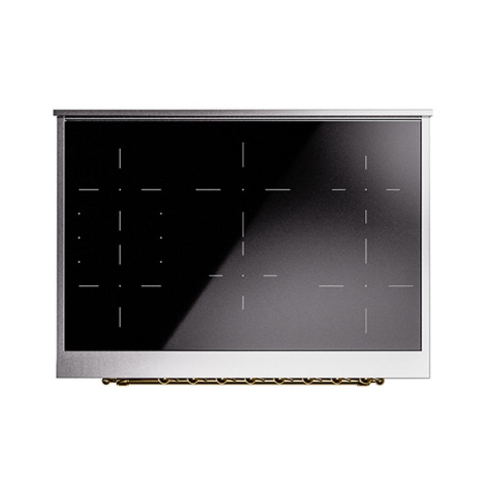 ILVE UNI366QNMPSSG Nostalgie II Noblesse 36 inch Induction Range (Solid Door, Stainless Steel, Brass)