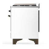 ILVE UMD40FNR3WHBLP Majestic III 40 inch Dual Fuel Range with 6 Burners and Griddle, Dual Function Burner up to 25,000 BTU (Liquid Propane, Triple Glass Door, White, Burnished)