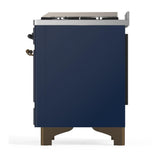 ILVE UM36FQNR3MBB Majestic III 36 inch Dual Fuel Range with 6 Black Brass Burners and Griddle, Dual Function Burner up to 25,000 BTU (Solid Door, Midnight Blue, Burnished, Natural Gas)