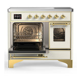 ILVE UMDIB40NR3AWG Majestic III 40 inch Induction Range with 6 Elements, 3.82 cu. ft. Total Oven Capacity (Triple Glass Door, Antique White, Brass)