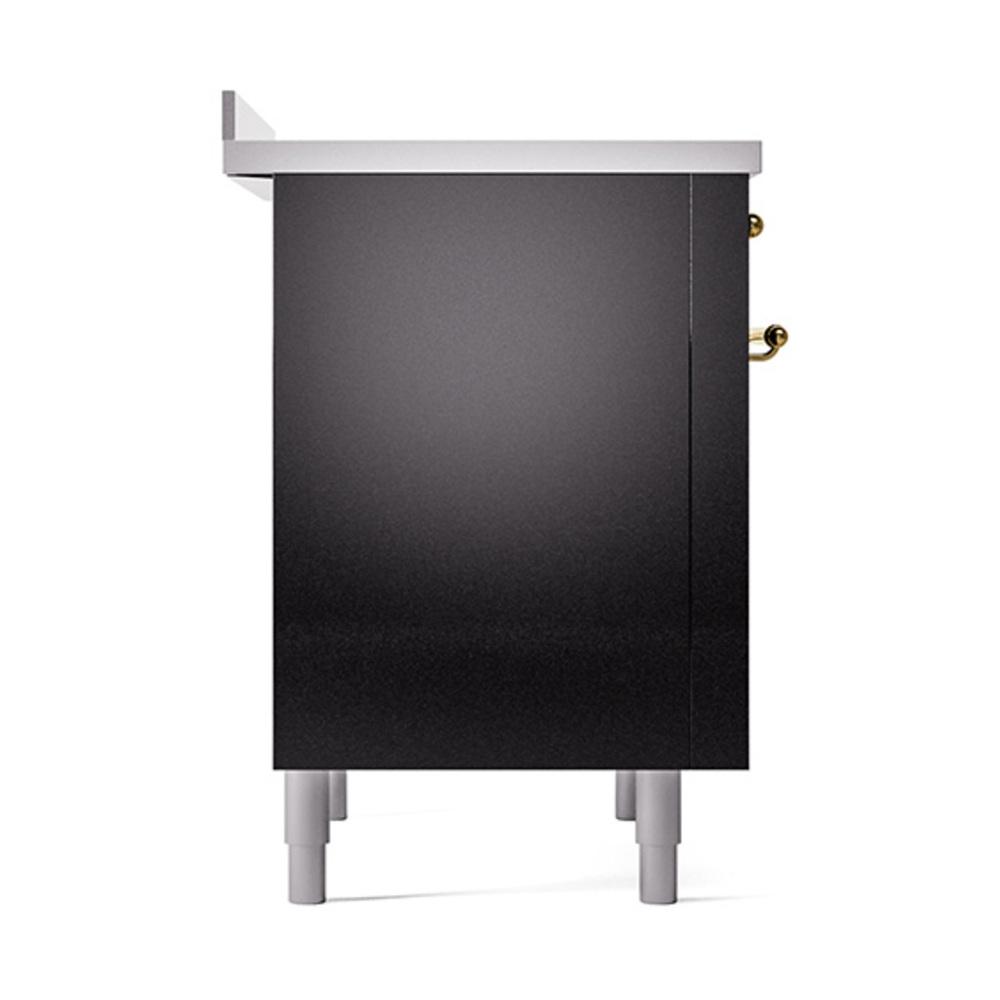 ILVE UNI366QNMPBKG Nostalgie II Noblesse 36 inch Induction Range (Solid Door, Glossy Black, Brass)