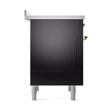 ILVE UNI366QNMPBKG Nostalgie II Noblesse 36 inch Induction Range (Solid Door, Glossy Black, Brass)