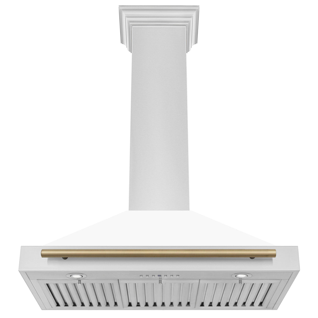 ZLINE 36 in. Autograph Edition Convertible Stainless Steel Range Hood with White Matte Shell and Champagne Bronze Accents (KB4STZ-WM36-CB) [Color: Champagne Bronze Accents]