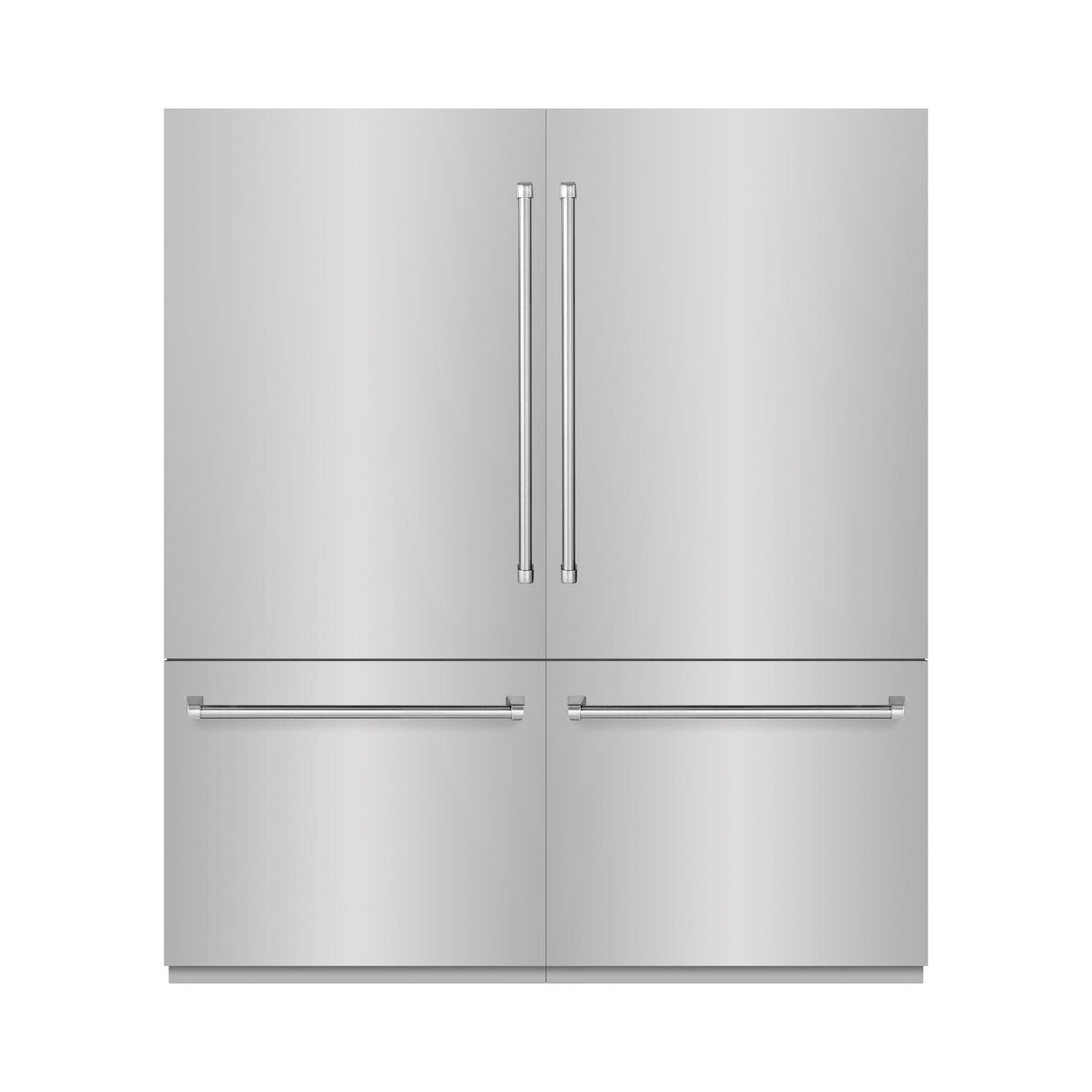 ZLINE 72 in. 39.6 cu. ft. French Door Built-In Bottom Freezer Refrigerator with Water Dispensers and Ice Makers in Stainless Steel with Graphite Gray Interior (GRBIT-304-72)