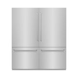 ZLINE 72 in. 39.6 cu. ft. French Door Built-In Bottom Freezer Refrigerator with Water Dispensers and Ice Makers in Stainless Steel with Graphite Gray Interior (GRBIT-304-72)