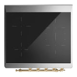 ILVE UMIB30QNR3BKG Majestic III 30 inch Induction Range with 4 Elements, 4 cu. ft. Oven Capacity (Solid Door, Glossy Black, Brass)