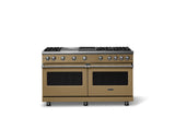 60"W. Sealed Burner Gas Range (Finish: Golden Hour, Trim: Polished Chrome, Fuel: Natural Gas)