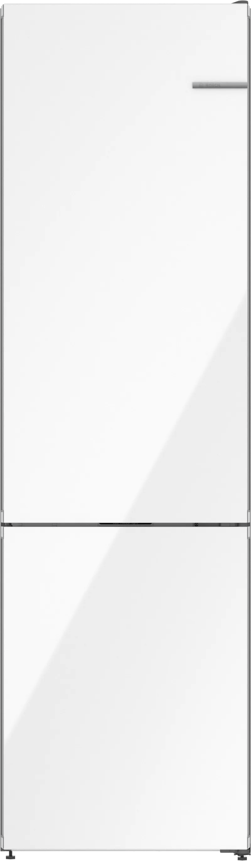 800 Series Free-standing fridge-freezer with freezer at bottom, glass door 24" White, Total No Frost
