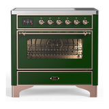 ILVE UMIB36NR3EGP Majestic III 36 inch Induction Range with 6 Elements, 3.5 cu. ft. Total Oven Capacity (Triple Glass Door, Emerald Green, Copper)