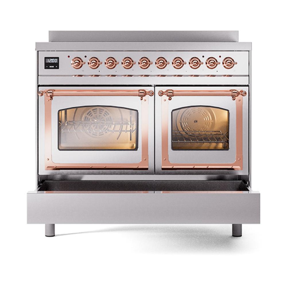 ILVE UNDI406NMPSSP Nostalgie II Noblesse 40 inch Induction Range (Triple Glass Door, Stainless Steel, Copper)
