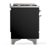 ILVE UM60FNR3BKC Majestic III 60 inch Dual Fuel Range with 9 Burners and Griddle, Dual Function Burner up to 25,000 BTU (Natural Gas, Triple Glass Door, Glossy Black, Chrome)