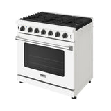 36 Inch Professional Gas Range In White