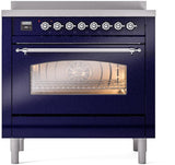 Nostalgie II 36 Inch Electric Freestanding Range in Blue with Chrome Trim