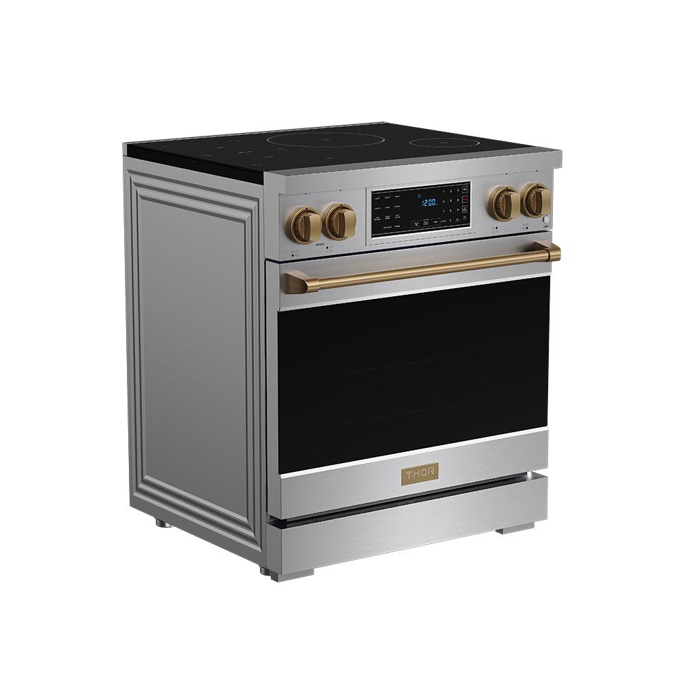 30 Inch Professional Induction Range With Tilt Panel Touch Control In Stainless Steel and Bronze  Gordon Ramsay Series