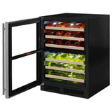 24-In Built-In High Efficiency Dual Zone Wine Refrigerator with Door Style - Stainless Steel Frame Glass, Door Swing - Left