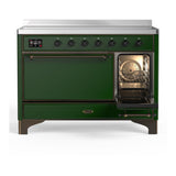 ILVE UMIB48QNR3EGB Majestic III 48 inch Induction Range with 6 Elements, 5.02 cu. ft. Total Oven Capacity (Solid Door, Emerald Green, Burnished)