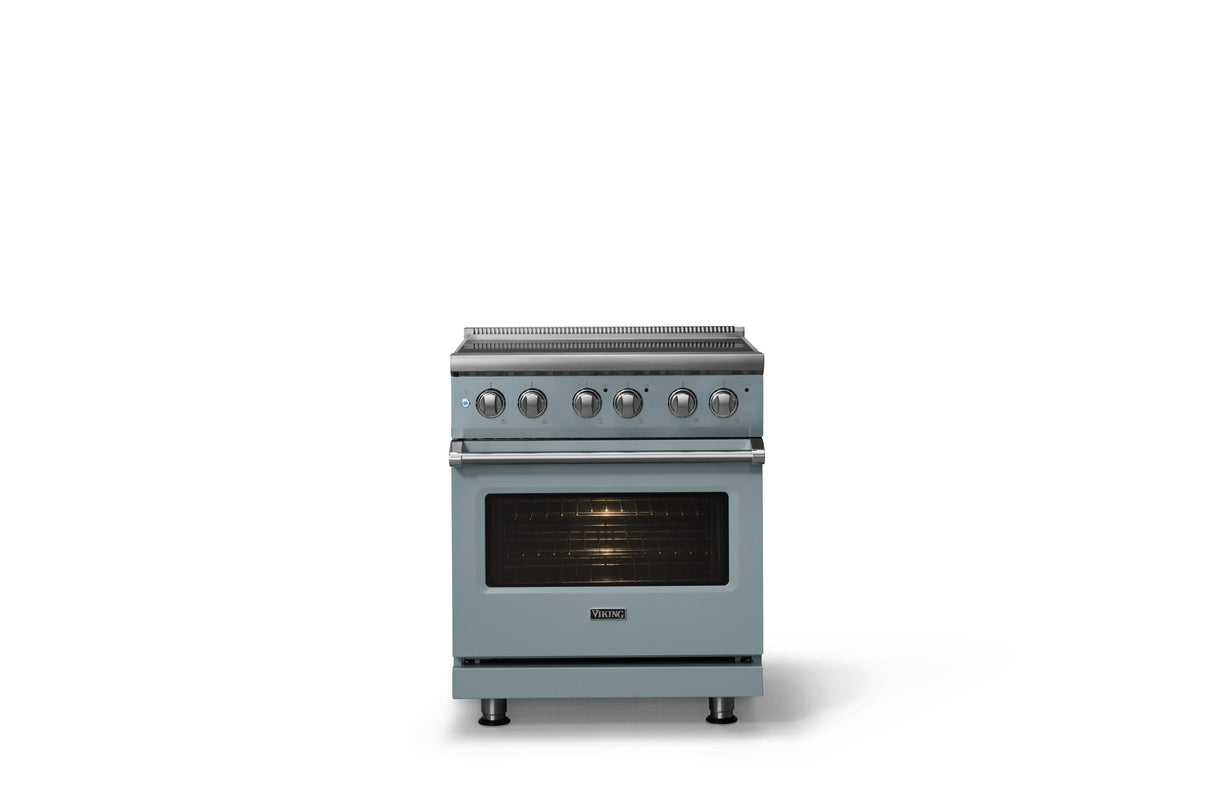 30"W. Electric Range (Finish: November Sky, Trim: Polished Chrome)
