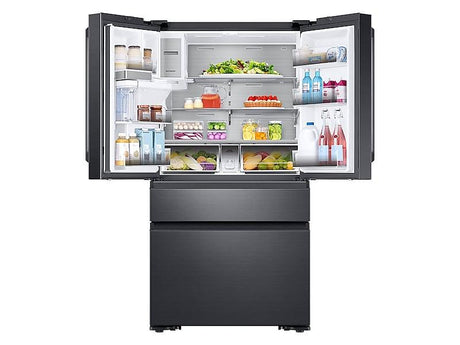 23 cu. ft. Counter Depth 4-Door French Door Refrigerator with Polygon Handles in Black Stainless Steel