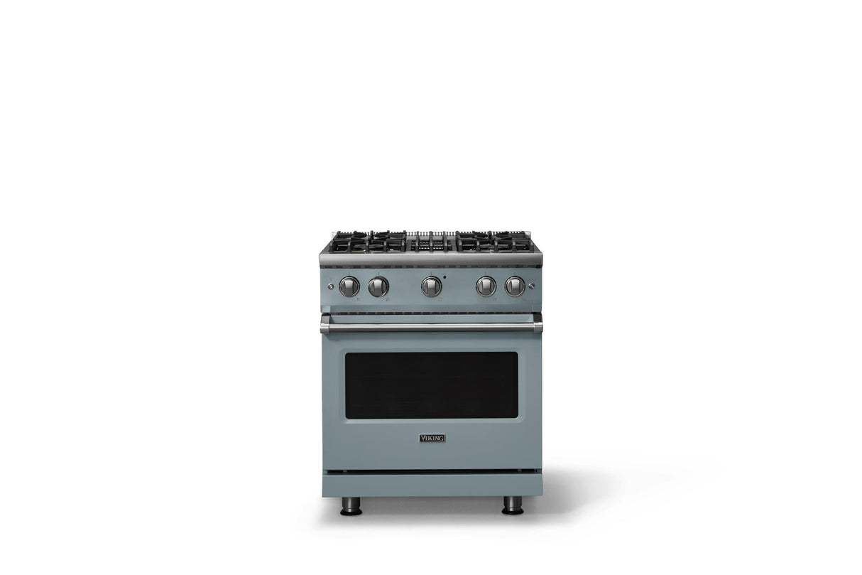 30"W. Sealed Burner Gas Range (Finish: November Sky, Trim: Polished Chrome, Fuel: Natural Gas)