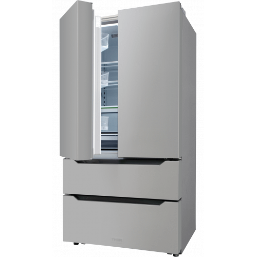 Thor Kitchen - 22.5 Cu. Ft. 4-door French Door Refrigerator With Recessed Handle In Stainless Steel, Counter Depth