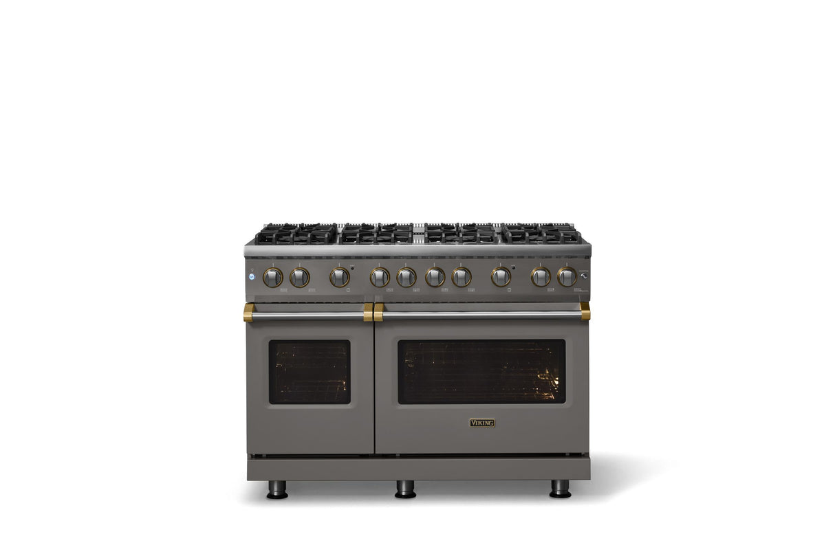 48"W. Sealed Burner Gas Range (Burner: 8b, Finish: Damascus Gray, Trim: Polished Chrome, Fuel: Propane)