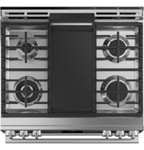 Café™ 30" Smart Slide-In, Front-Control, Gas Double-Oven Range with Convection in Platinum Glass