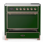 ILVE UMIB36QNR3EGP Majestic III 36 inch Induction Range with 6 Elements, 3.5 cu. ft. Total Oven Capacity (Solid Door, Emerald Green, Copper)