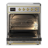 ILVE UMIB30QNR3SSG Majestic III 30 inch Induction Range with 4 Elements, 4 cu. ft. Oven Capacity (Solid Door, Stainless Steel, Brass)