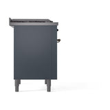 ILVE UN36FQNMPBGBLP Nostalgie II Noblesse 36 inch Dual Fuel Range (Liquid Propane, Solid Door, Blue Grey, Burnished)