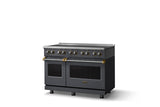 48"W. Induction Range (Finish: Cast Black, Trim: Brushed Brass)