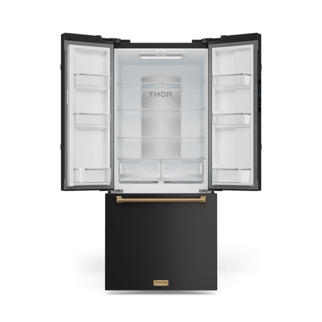 30 Inch 17.5 Cu Ft French Door Counter Depth Refrigerator With Ice Maker In Black/bronze  Gordon Ramsay Series