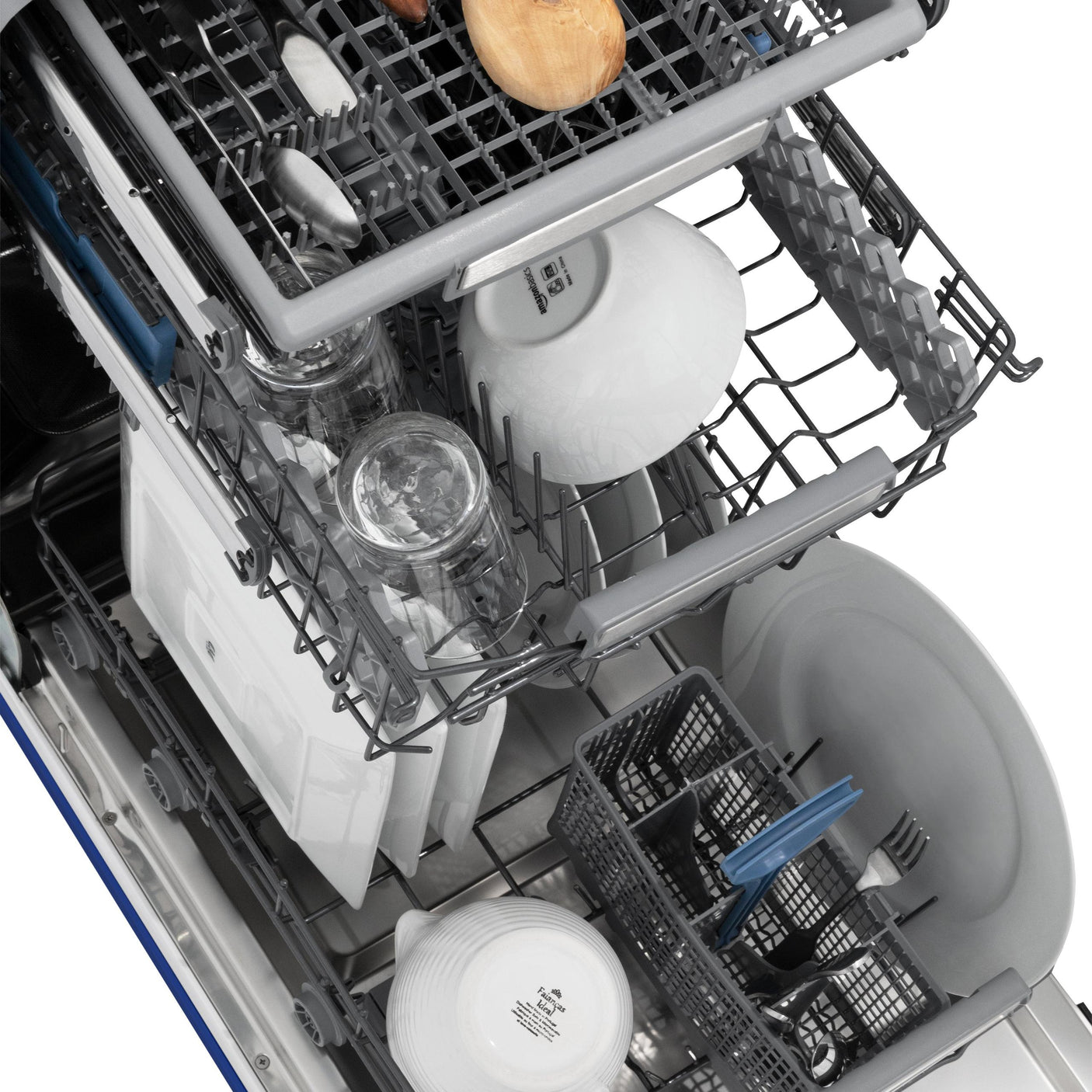 ZLINE 18" Tallac Series 3rd Rack Top Control Dishwasher with Traditional Handle, 51dBa [Color: Blue Gloss]