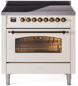 Nostalgie II 36 Inch Electric Freestanding Range in Antique White with Bronze Trim