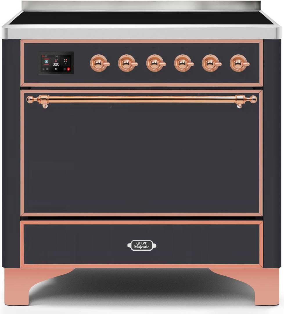 Majestic II 36 Inch Electric Freestanding Range in Matte Graphite with Copper Trim