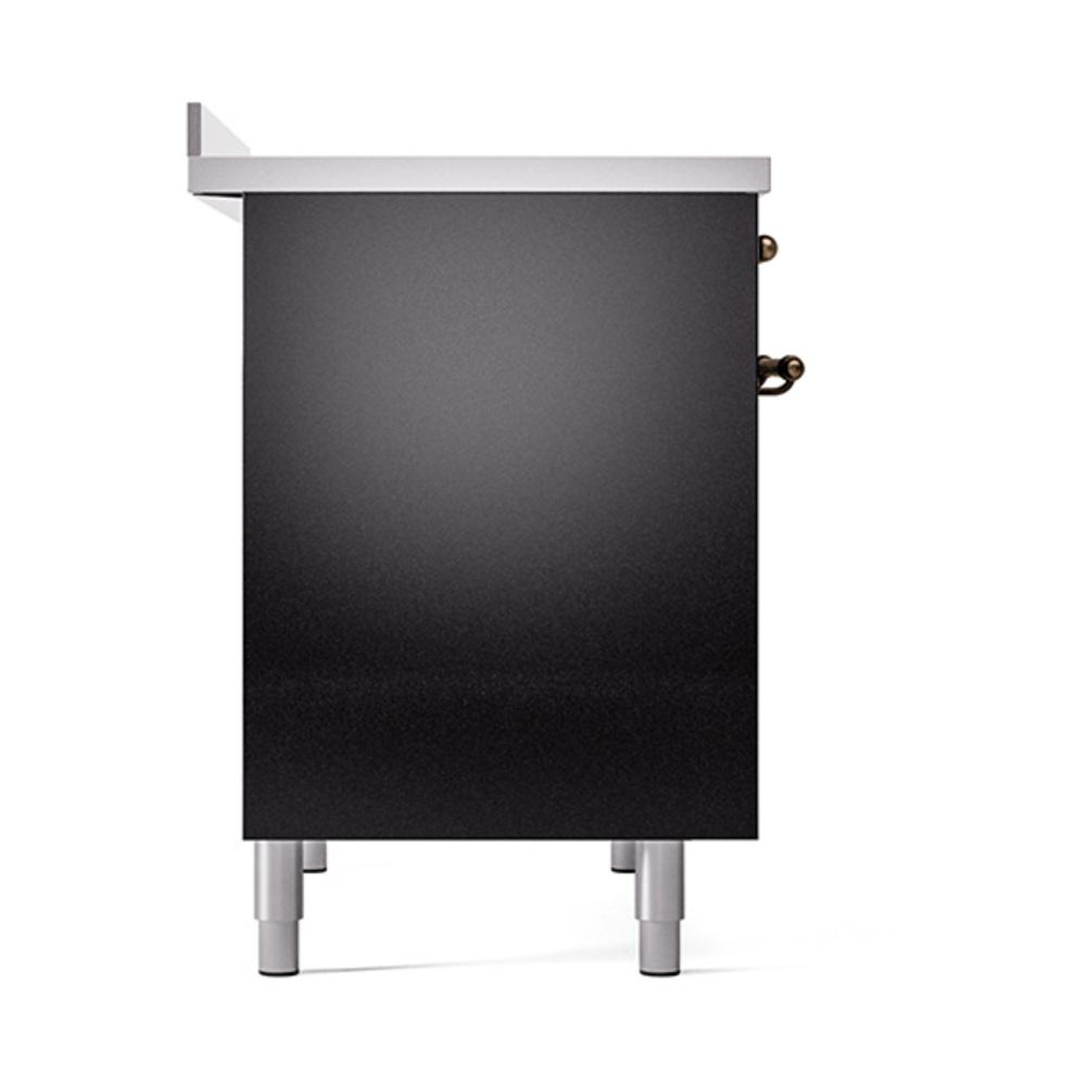 ILVE UNDI406QNMPBKB Nostalgie II Noblesse 40 inch Induction Range (Solid Door, Glossy Black, Burnished)