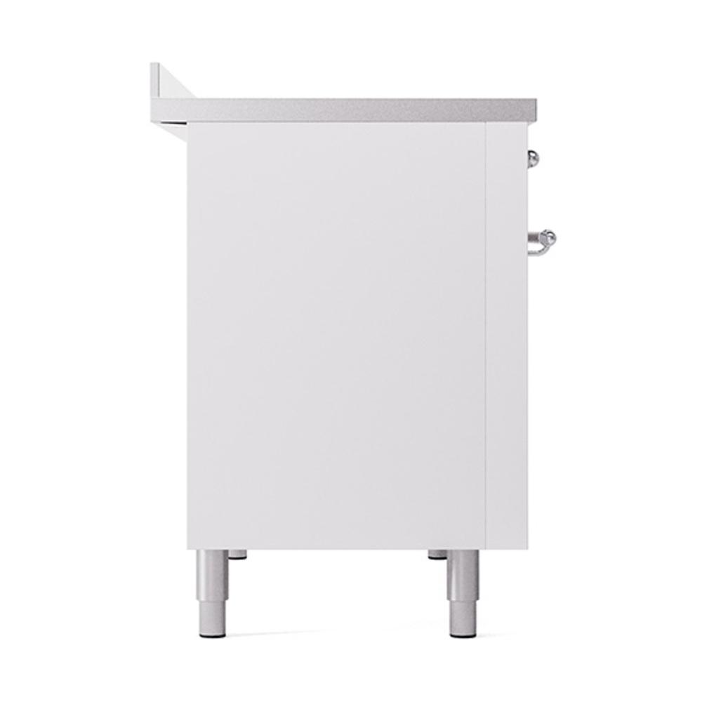 ILVE UNI486QNMPWHC Nostalgie II Noblesse 48 inch Induction Range (Solid Door, White, Chrome)