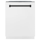 ZLINE Autograph Edition 24" 3rd Rack Top Touch Control Tall Tub Dishwasher in White Matte with Accent Handle, 51dBa (DWMTZ-WM-24) [Color: Matte Black]