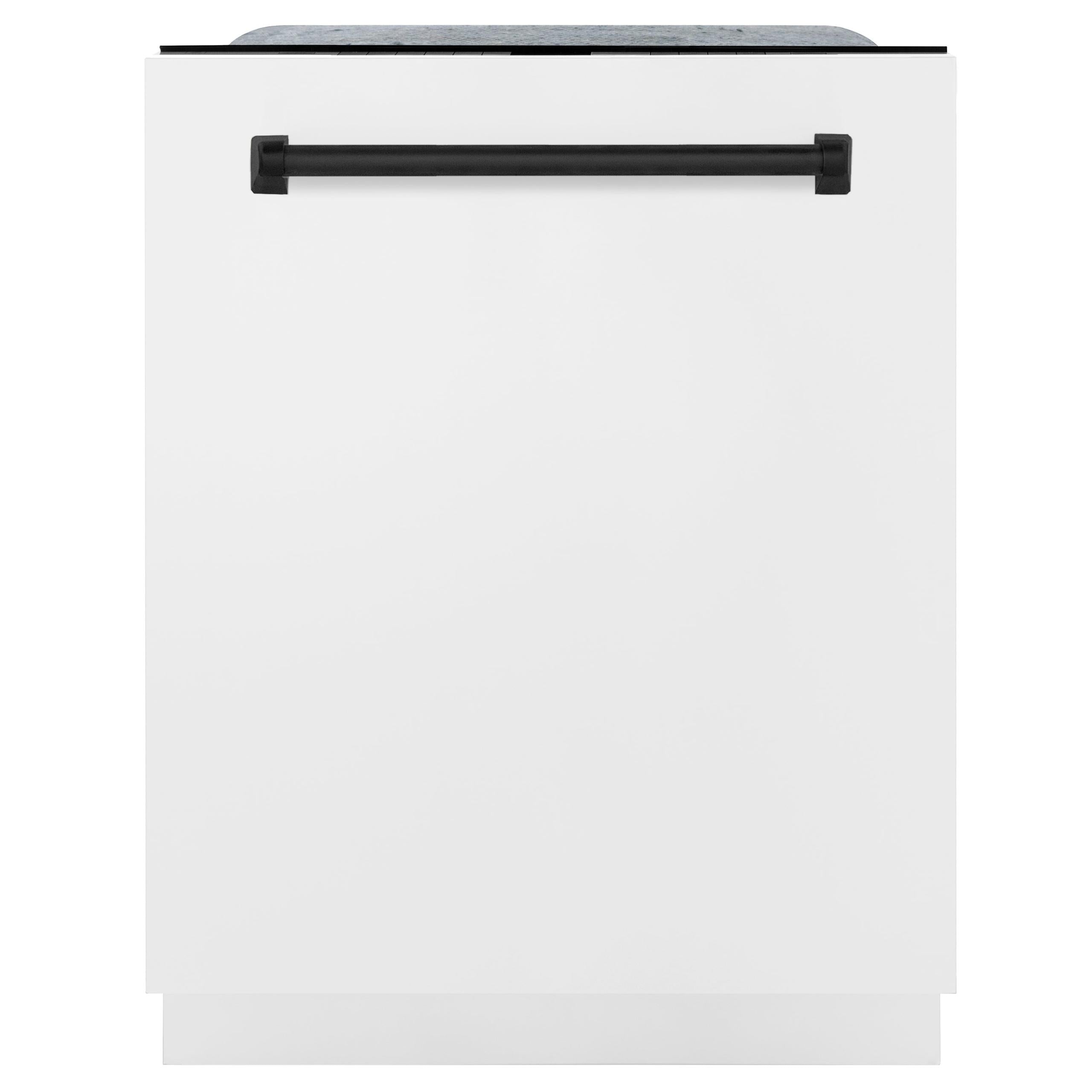 ZLINE Autograph Edition 24" 3rd Rack Top Touch Control Tall Tub Dishwasher in White Matte with Accent Handle, 51dBa (DWMTZ-WM-24) [Color: Matte Black]