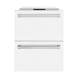 ZLINE 24 in. Touchstone 168 Can Outdoor-Rated Dual Refrigerator Drawer with White Matte Doors (RDSO-WM-24)