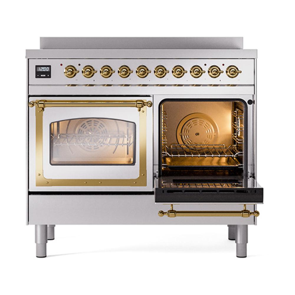 ILVE UNDI406NMPSSG Nostalgie II Noblesse 40 inch Induction Range (Triple Glass Door, Stainless Steel, Brass)